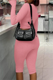 Black Zipper Collar Long Sleeve Crop Tops And Skinny Pants Casual Sportwear Two Pieces Trouser Sets