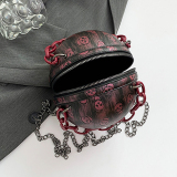 Halloween Spooky Skull Chain Shoulder Mini Round Ba