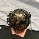 Halloween Spooky Skull Chain Shoulder Mini Round Ba