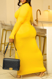 Off White Casual O Neck Long Sleeve Formal Evening Party Long Bodycon Maxi Dresses
