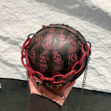 Halloween Spooky Skull Chain Shoulder Mini Round Ba