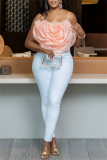 Casual Flowers Shape Sleeveless Backless Spaghetti Strap Cami Tops