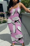 Light Khaki Graphics Sleeveless Backless Spaghetti Strap U Neck Vacation Bodycon Maxi Slip Dress