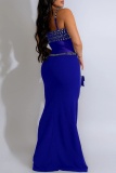Hot Drilling Sleeveless Backless See-Through Spaghetti Strap Mermaid Hem Long Formal Party Evening Wedding Guest Bodycon Maxi Dresses