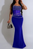Hot Drilling Sleeveless Backless See-Through Spaghetti Strap Mermaid Hem Long Formal Party Evening Wedding Guest Bodycon Maxi Dresses
