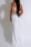 Hot Drilling Sleeveless Backless See-Through Spaghetti Strap Mermaid Hem Long Formal Party Evening Wedding Guest Bodycon Maxi Dresses