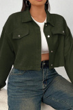 Apricot Casual Turndown Collar Long Sleeve Cardigan Plus Size Crop Jackets