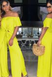 Yellow Fashion Casual asymmetrical Solid Bandage Loose Two-piece Pants Set