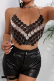 Hot Club Sleeveless Backless Night Club Chains Halter Tops