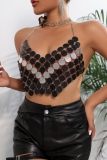 Hot Club Sleeveless Backless Night Club Chains Halter Tops