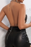 Hot Club Sleeveless Backless Night Club Chains Halter Tops