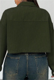 Apricot Casual Turndown Collar Long Sleeve Cardigan Plus Size Crop Jackets