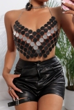 Hot Club Sleeveless Backless Night Club Chains Halter Tops