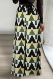 Black White Casual Print High Waist Wide Leg Pocket Vacation Wide Leg Pants