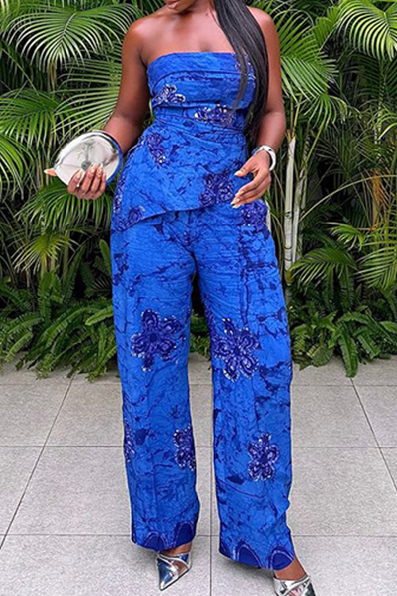 Flowy Strapless Top And Pants Sets