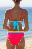 Colorful Backless Sleeveless Bra And Mini Shorts Bikini Sets Beach Vacation Swimwears
