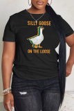 Color Black Green Casual Letter Print O Neck Short Sleeve Oversize T-Shirts