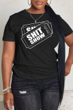 White Yellow Casual Letter Print O Neck Short Sleeve Oversize T-Shirts