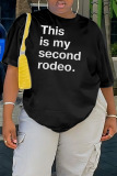 Black Casual Letter Print O Neck Short Sleeve Oversize T-Shirts