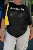 Black Casual Letter Print O Neck Short Sleeve Oversize T-Shirts