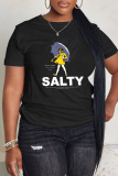 White Yellow Casual Letter Print O Neck Short Sleeve Oversize T-Shirts