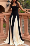 Black White Casual Backless Sleeveless Spaghetti Strap Long Pleated Maxi Flowy Slip Dresses