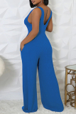 Light Gray Casual U Neck Long Sleeve Sweater Wide Leg Jumpsuit And Crop Tops Two Pieces Set