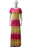 Yellow Fashion Ma'am adult Casual Cap Sleeve Short Sleeves one shoulder collar Asymmetrical Floor