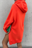 Khaki Casual Long Sleeve Draw String Pocket Fall Winter Long Hooded Sweatshirt