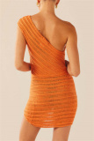Black Casual Sleeveless Backless Oblique Collar Hollow Out Wrapped Skirt Bodycon Mini Dresses