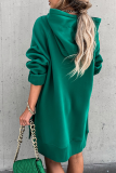 Khaki Casual Long Sleeve Draw String Pocket Fall Winter Long Hooded Sweatshirt