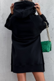 Khaki Casual Long Sleeve Draw String Pocket Fall Winter Long Hooded Sweatshirt