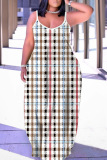 Dark Apricot Graphics Print Backless Spaghetti Strap Floor Length Vacation Baggy Sundress Slip Maxi Dress