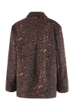 Casual Leopard Print Turn-back Collar Long Sleeve Formal Office Lady Cardigan Blazer Jackets