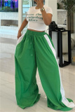 Green Casual High Waist Wide Leg Sweatpants Straight Trousers