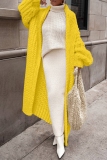 White Casual Long Sleeve Cardigan Oversized Long Knitted Sweater Jacket