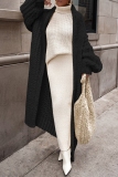 White Casual Long Sleeve Cardigan Oversized Long Knitted Sweater Jacket