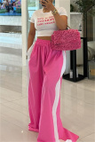 Green Casual High Waist Wide Leg Sweatpants Straight Trousers
