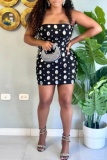 Black Rhinestone Decor Backless Strapless Wrapped Skirt Formal Evening Party Bodycon Tube Mini Dress