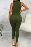 Black  Casual O Neck Sleeveless Skinny Jumpsuits One Piece Bodysuit