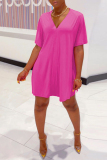 Black Casual V Neck Short Sleeve Slit Oversize T-shirt And Shorts Two Pieces Shorts Sets
