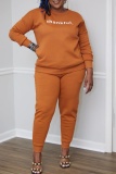 Pink Casual Graphcis Print O Neck Long Sleeve Sweatshirt And Pants Casual Sportwear Two Piece Jogger Set