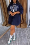 Letter Print O Neck Long Sleeve Pullovers Sweatshirt and Pleated Mini Skirt Casual Outings Two Piece Dress Set