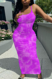 Black Graphics Print Sleeveless Backless Spaghetti Strap Square Neck Vacation Bodycon Maxi Slip Dress