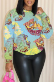 Black Red Casual Graphcis Print O Neck Long Sleeve Winter Fall Sweatshirt