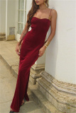 Black Sleeveless Hollow Out Side Slit Formal Evening Party Long Maxi Slip Dresses