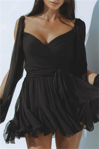 Green Print Backless V Neck Long Sleeve Cross Straps Formal Evening Party Vacation Lace Mini Dresses