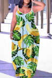 White Black Floral Print U Neck Backless Spaghetti Strap Floor Length Vacation Baggy Sundress Slip Maxi Dress