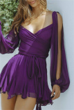 Green Print Backless V Neck Long Sleeve Cross Straps Formal Evening Party Vacation Lace Mini Dresses