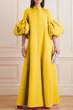 Blue Mandarin Collar Flare Sleeve Long Formal Evening Party Maxi Dresses